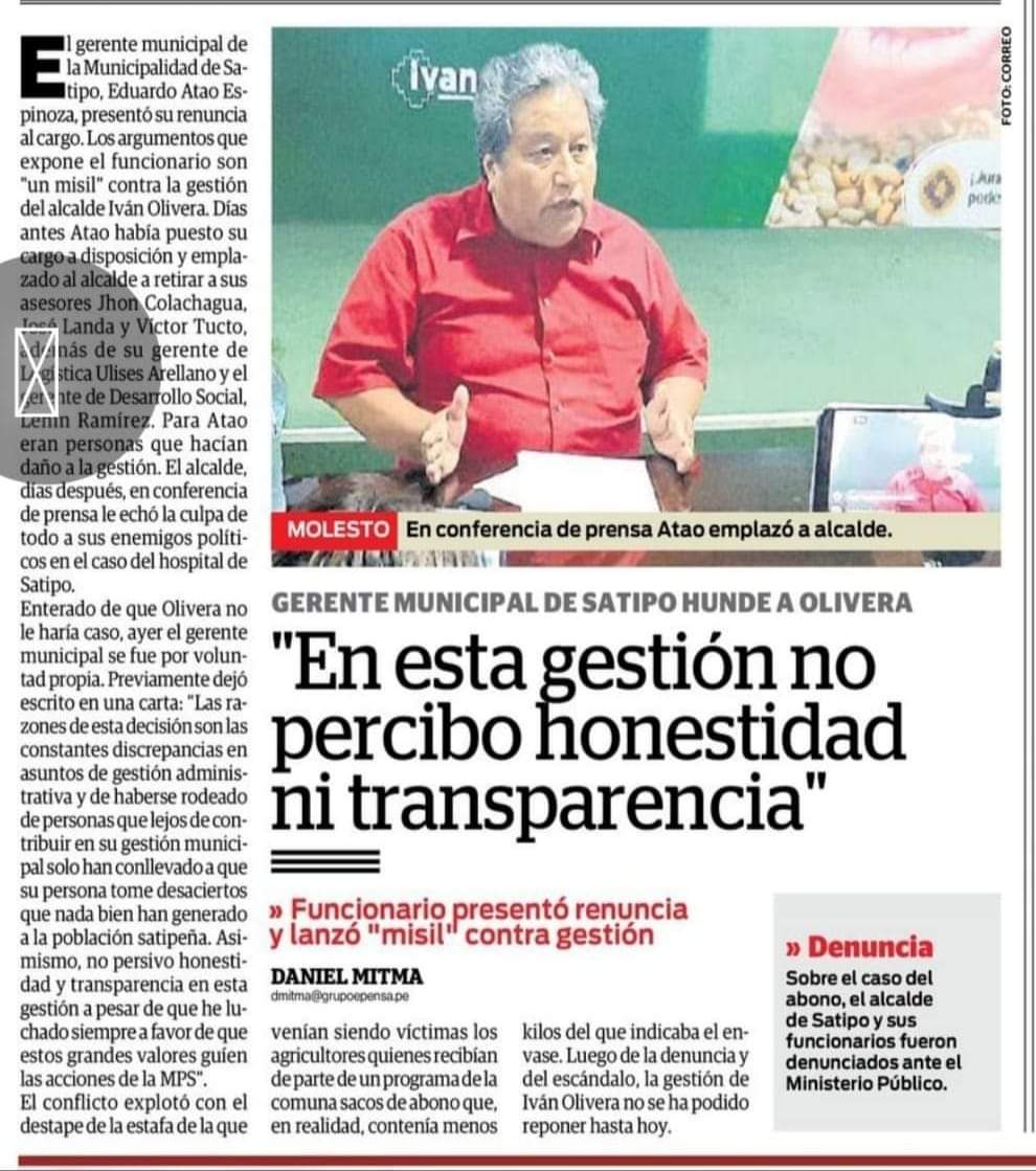 Diario Correo - Renuncia Eduardo Atao